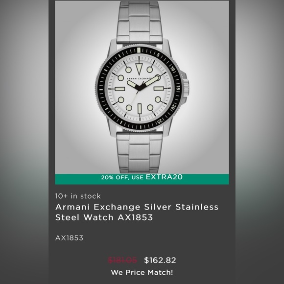❤️ARMANI EXCHANGE Mens LEONARDO Round White Dial Stainless Steel Bracelet Watch - Picture 9 of 9